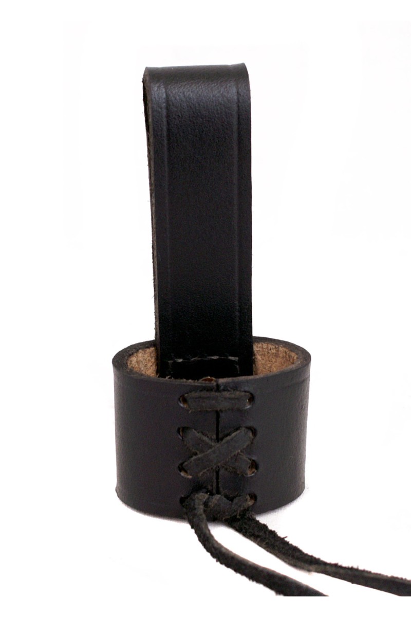 Adjustable Belt Holder for Dagger, Black Leather