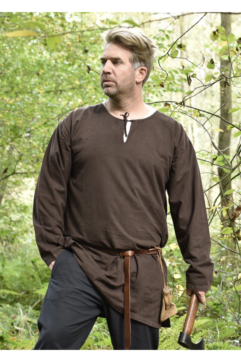 Basic Medieval Tunic Gunther, long-sleeved, brown