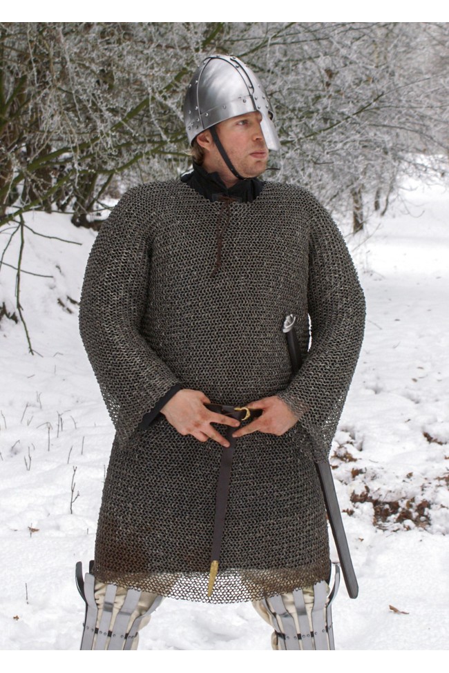 Medieval Knight Flat Ring Rivet Chain Mail Coif